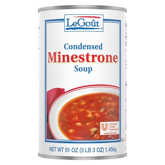 LeGout International Minestrone Soup, 12 x 3 lb Case - Prepared Foods