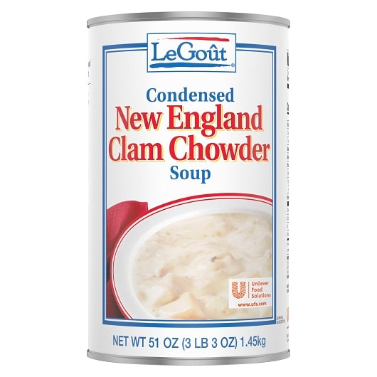 LeGout New England Clam Chowder Soup, 12 x 50 oz Case - Prepared Foods