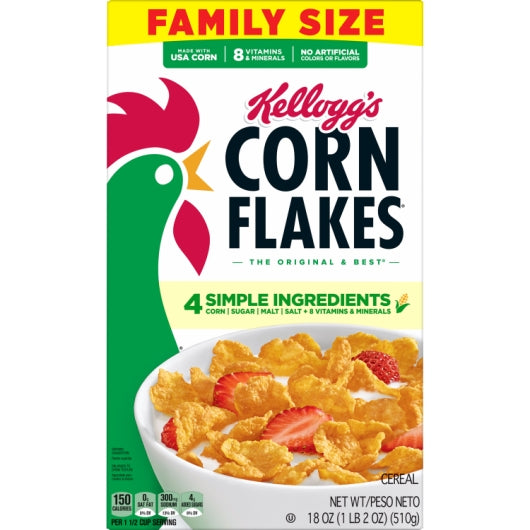 Kellogg's Corn Flakes Cereal, 6 x 18 oz Case - DOT product image 2