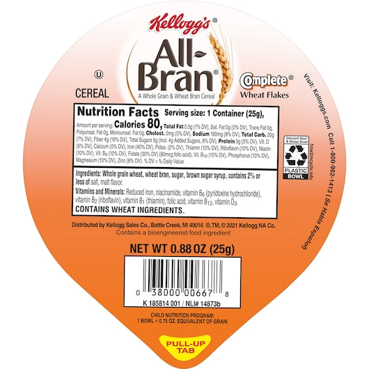 Kellogg's All Bran Complete Wheat Flakes Cereal, 96 x 0.88 oz Case - DOT product image 6