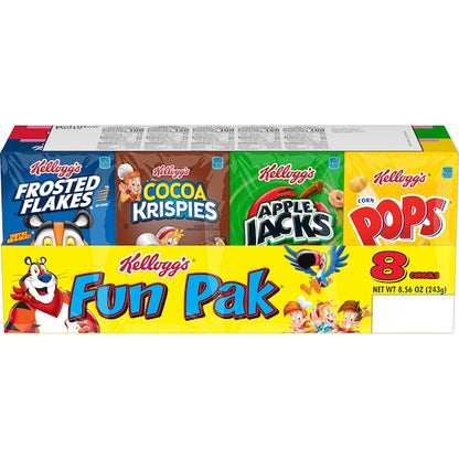 Kellogg's Fun Pack 8 Apple Jacks, 8 Cocoa Krispies, 8 Corn Pops, 8 Froot Loops, 8 Frosted Flakes Cereal, 1 x 96 ct Case - DOT product image 2