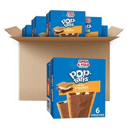 Pop-Tart Smores Single Pop-Tarts Frosted Open & Fold Display S'mores Pastry, 12 x 6 x 3.3 oz Case - Bakery & Desserts