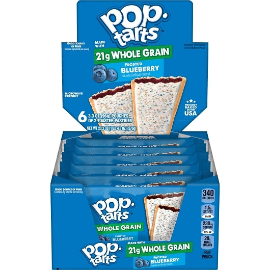 Kelloggs Pop Tarts Whole Grain Frosted Blueberry Pastry, 12 x 6 x 3.3 oz Case - Bakery & Desserts