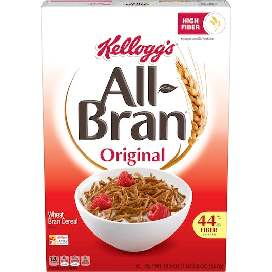 Kellogg's Original All Bran Cereal, 10 x 18.6 oz Case - Breakfast Foods - image 2
