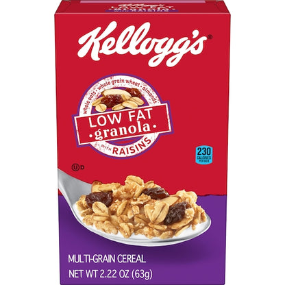 Kellogg's Low Fat Multi Grain Granola With Raisins Cereal, 70 x 2.22 oz Case - Breakfast Foods