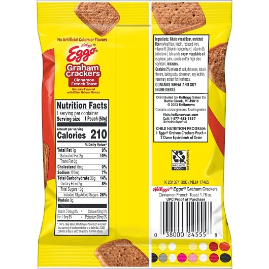 Kellogg's Crunchmania Graham Crackers Cinnamon French Toast, 100 x 1.76 oz Case - DOT product image 7