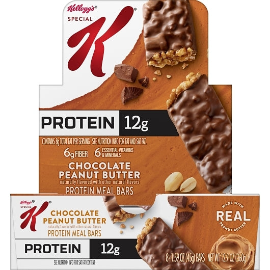 KEEBLER Special K Chocolate Peanut Butter Protein Meal Bars, 6 x 8 x 1.59 oz Case - DOT product image 4