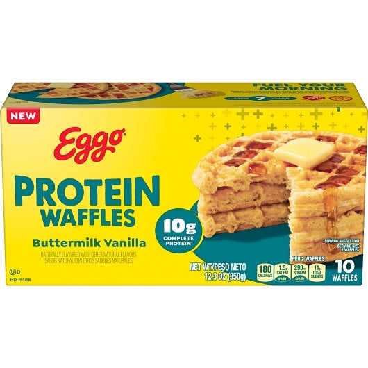 Eggo Protein Buttermilk Vanilla Waffles, 8 x 12.3 oz Case - Breakfast Foods