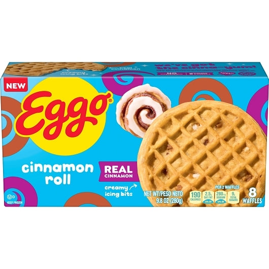 Eggo Cinnamon Roll Waffles, 8 x 9.8 oz Case - Breakfast Foods