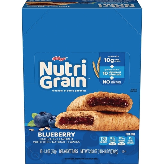 Nutrigrain Blueberry Bars Nutri-Grain Blueberry Cereal Bar, 3 x 16 x 1.3 oz Case - DOT product image 2