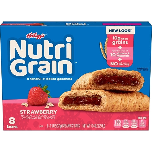 Nutrigrain Strawberry Bars Nutri-Grain Strawberry Cereal Bar, 12 x 8 x 1.3 oz Case - Breakfast Foods