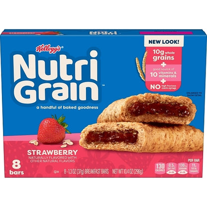 Nutrigrain Strawberry Bars Nutri-Grain Strawberry Cereal Bar, 12 x 8 x 1.3 oz Case - Breakfast Foods