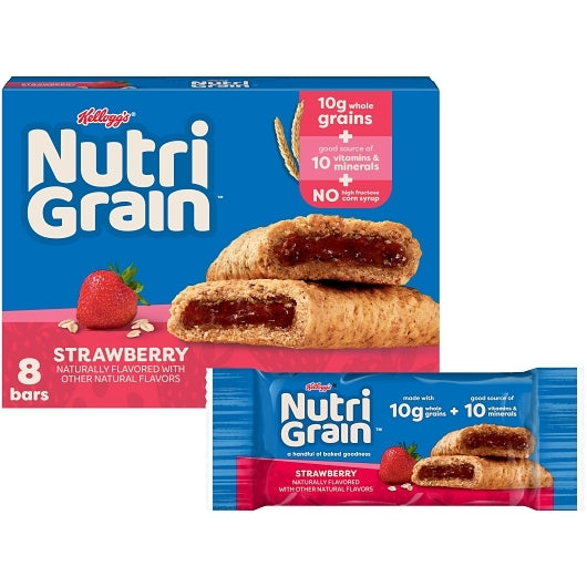 Nutrigrain Strawberry Bars Nutri-Grain Strawberry Cereal Bar, 12 x 8 x 1.3 oz Case - GS1 mobile-ready hero image