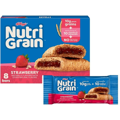 Nutrigrain Strawberry Bars Nutri-Grain Strawberry Cereal Bar, 12 x 8 x 1.3 oz Case - GS1 mobile-ready hero image