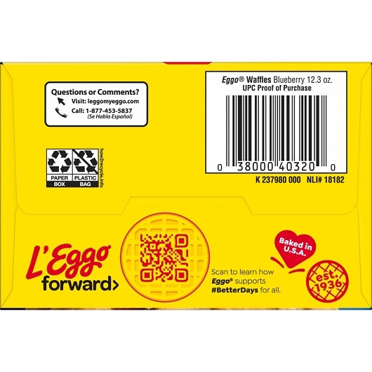 Eggo Blueberry Waffle, 8 x 12.3 oz Case - DOT product image 4