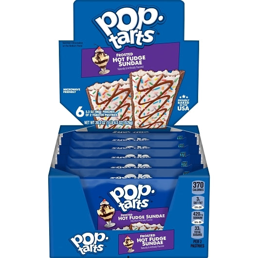 Pop Tarts Ice Pop-Tarts Frosted Open & Fold Display Hot Fudge Sunday Pastry, 12 x 6 x 3.3 oz Case - Bakery & Desserts