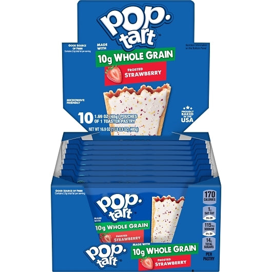 Pop-Tarts Whole Grain Frosted Strawberry Pastry, 12 x 10 x 1.69 oz Case - Bakery & Desserts