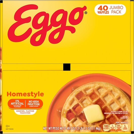 Eggo Homestyle WAFFLES, 1 x 49.3 oz Case - DOT product image 7
