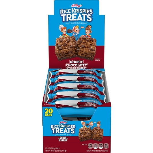 Kellogg's Double Chocolate Chunk Rice Krispie Treats Bar, 4 x 20 x 1.3 oz Case - Bakery & Desserts