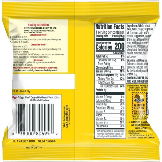 Eggo Bites Mini French Toast, 72 x 3.03 oz Case - DOT product image 8