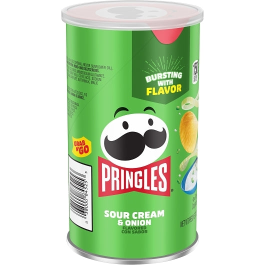 Pringles Grab & Go Sour Cream & Onion Potato Crisp, 12 x 2.5 oz Case - Snacks