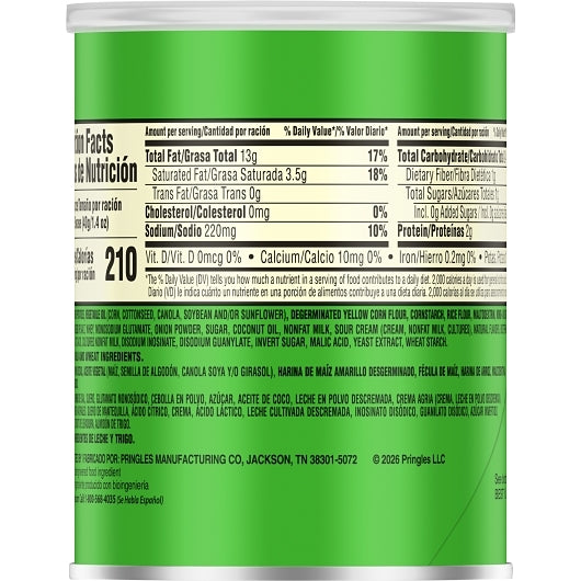 Pringles Grab & Go Sour Cream & Onion Potato Crisp, 12 x 1.4 oz Case - DOT product image 7