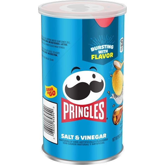 Pringles Salt & Vinegar Potato Crisp, 12 x 2.5 oz Case - Snacks