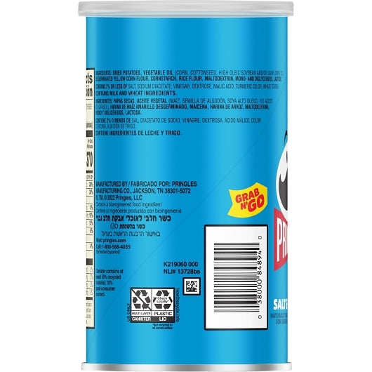 Pringles Salt & Vinegar Potato Crisp, 12 x 2.5 oz Case - DOT product image 6