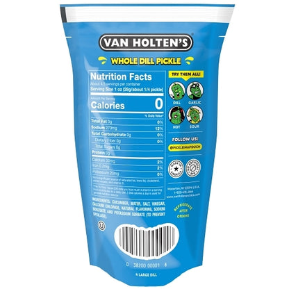 Van Holten's Dill Large Pickle Whole Single Serve Pouch, 12 x 1 each Case - Alternate product angle or state