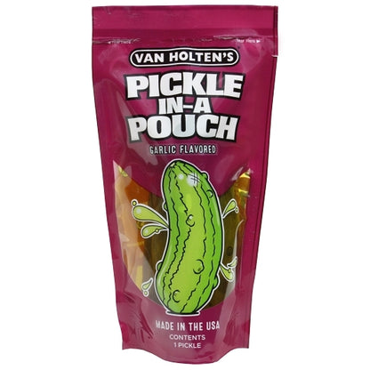Van Holten's Jumbo Garlic Pickle Whole Single Serve Pouch, 12 x 1 each Case - Alternate product angle or state