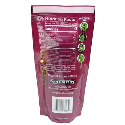 Van Holten's Jumbo Garlic Pickle Whole Single Serve Pouch, 12 x 1 each Case - Alternate product angle or state