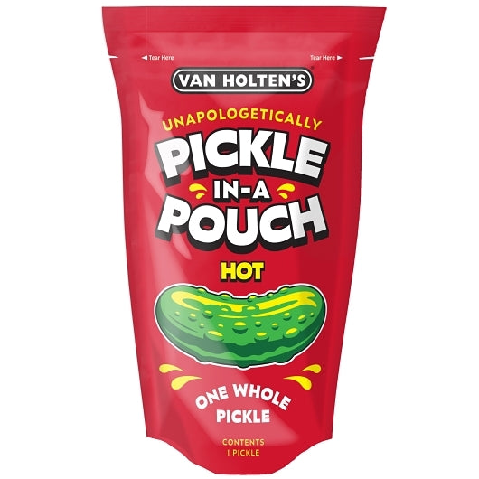 Van Holten's Large Hot And Spicy Pickle Whole Single Serve Pouch, 12 x 1 each Case - Alternate product angle or state