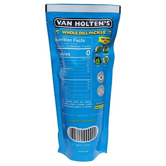 Van Holten's Dill Big Papa Pickle Whole Single Serve Pouch, 12 x 1 each Case - Alternate product angle or state