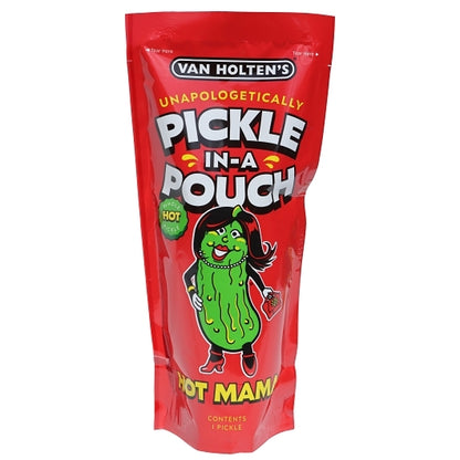 Van Holten's Hot Mama King Size Hot And Spicy Pickle Whole Single Serve Pouch, 12 x 1 each Case - Alternate product angle or state