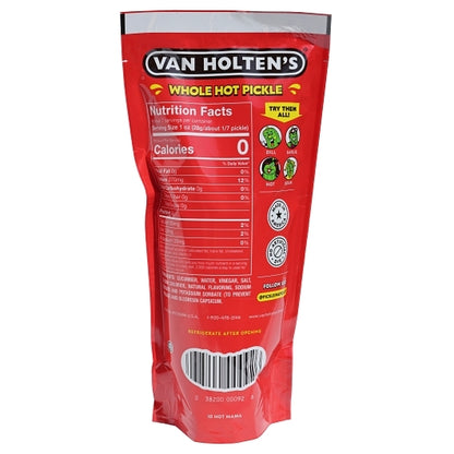 Van Holten's Hot Mama King Size Hot And Spicy Pickle Whole Single Serve Pouch, 12 x 1 each Case - Alternate product angle or state