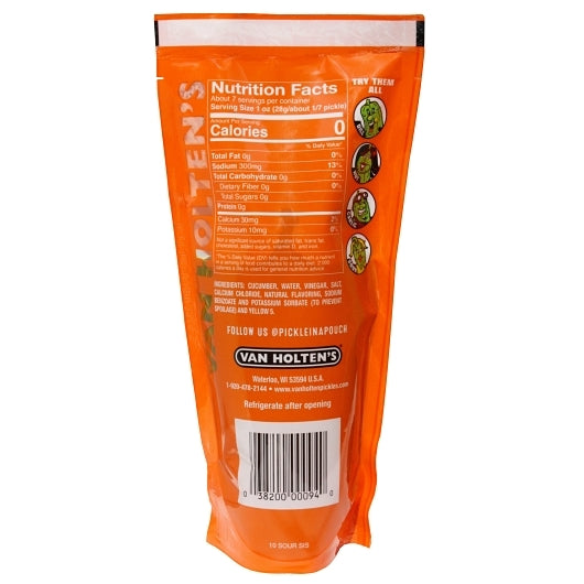 Van Holten's King Size Sour Sis Pickle Whole Single Serve Pouch, 12 x 1 each Case - Alternate product angle or state