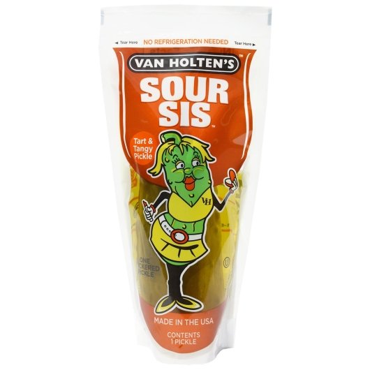 Van Holten's King Size Sour Sis Pickle Whole Single Serve Pouch, 12 x 1 each Case - Alternate product angle or state