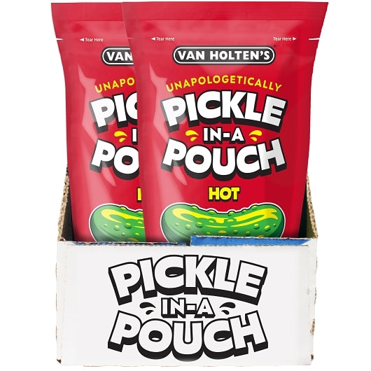 Van Holten's Large Hot And Spicy Pickle Whole Single Serve Pouches, 12 x 1 each Case - Condiments & Sauces