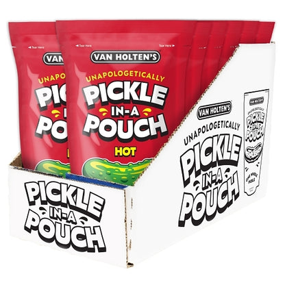 Van Holten's Large Hot And Spicy Pickle Whole Single Serve Pouch, 12 x 1 each Case - GS1 open-case image