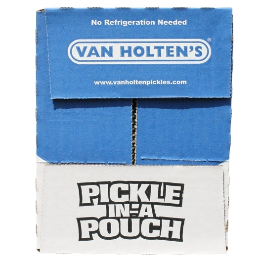 Van Holten's Jumbo Garlic Pickle Whole Single Serve Pouch, 12 x 1 each Case - GS1 closed shipping case image