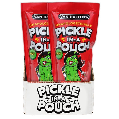 Van Holten's Hot Mama King Size Hot And Spicy Pickle Whole Single Serve Pouches, 12 x 1 each Case - Condiments & Sauces