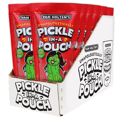 Van Holten's Hot Mama King Size Hot And Spicy Pickle Whole Single Serve Pouch, 12 x 1 each Case - GS1 inner-pack image
