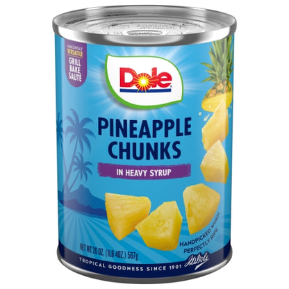 Dole Pineapple Chunks in Syrup, 12 x 20 oz Case - Dried Fruit & Fruit Snacks