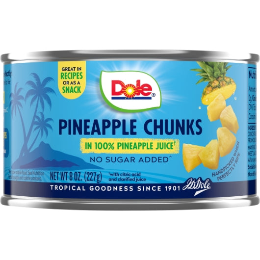 Dole Fancy Pineapple Chunks in Juice, 12 x 8 oz Case - Dried Fruit & Fruit Snacks
