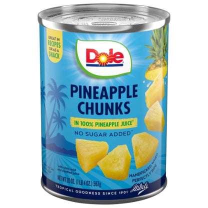 Dole Pineapple Chunks in Juice, 12 x 20 oz Case - Dried Fruit & Fruit Snacks