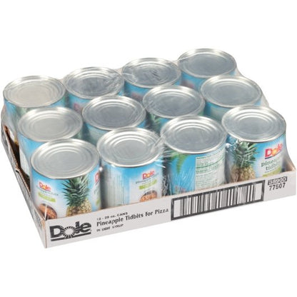 Dole Pizza Cut Pineapple Tidbits In Light Syrup, 12 x 29 oz Case - Dried Fruit & Fruit Snacks
