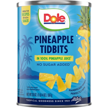 Dole Pineapple Tidbits In Juice, 12 x 20 oz Case - DOT product image 2