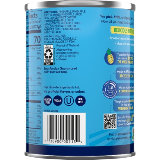 Dole Pineapple Tidbits In Juice, 12 x 20 oz Case - DOT product image 8