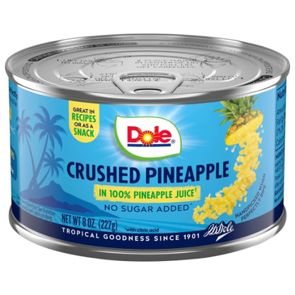 Dole Fancy Crushed Pineapple in Juice, 12 x 8 oz Case - Dried Fruit & Fruit Snacks