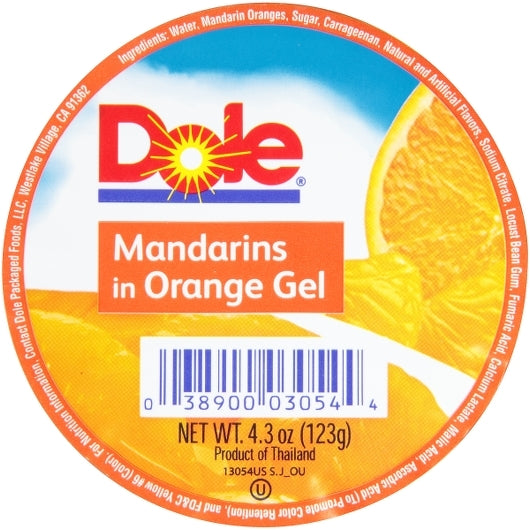 Dole Mandarin Oranges in Orange Gel, 36 x 4.32 oz Case - Dried Fruit & Fruit Snacks